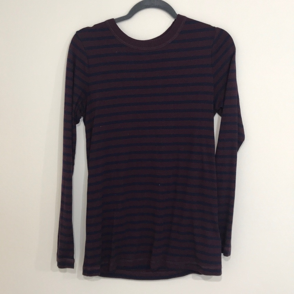 Maroon and navy Blue Long Sleeve Top